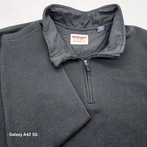 Wrangler Authentics Mens XL Black Quarter‎ Zip Fleece Pullover Sweater 10ZHGZB2A